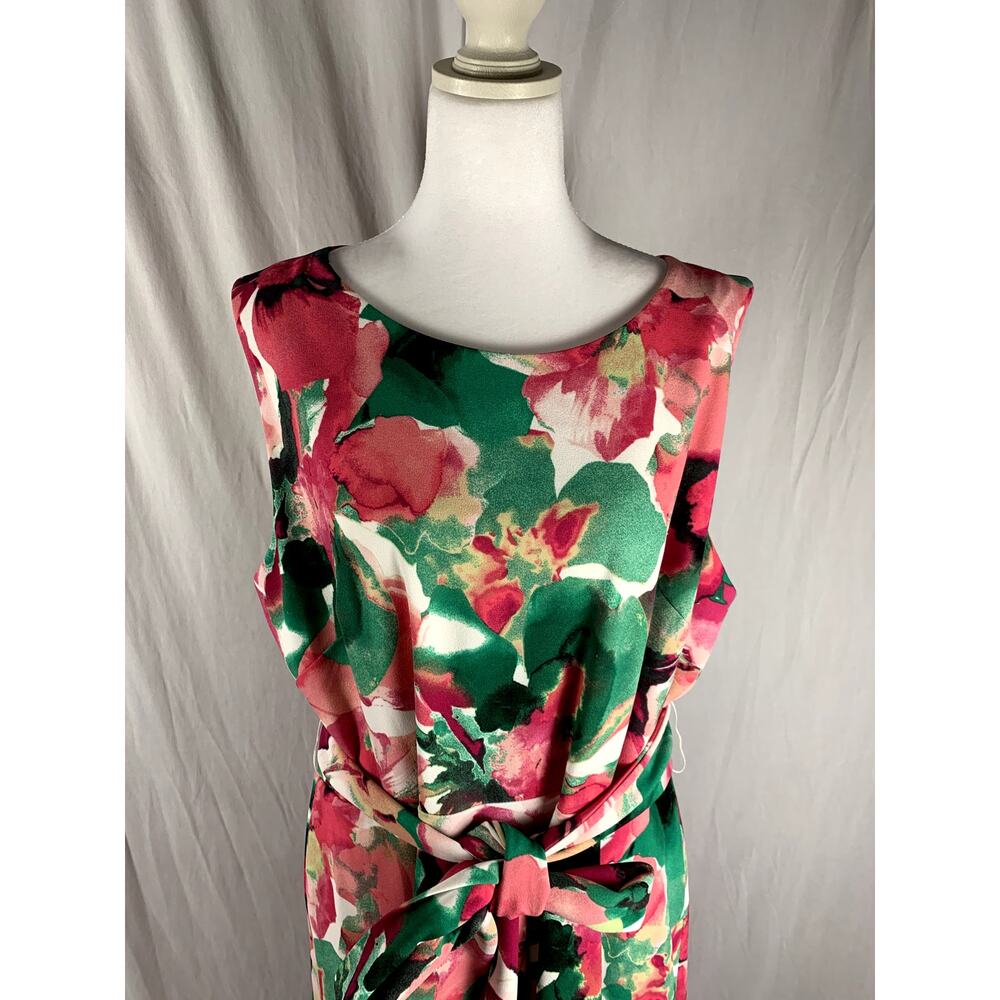 Kasper Women’s Size 16 Vanilla Ice Floral Scuba Tie Waist Fit & Flare Dress - Picture 4 of 5